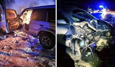 На федеральной трассе автомобиль загорелся прямо на ходу