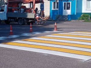 Работы по обновлению дорожной разметки начались в Тяжине